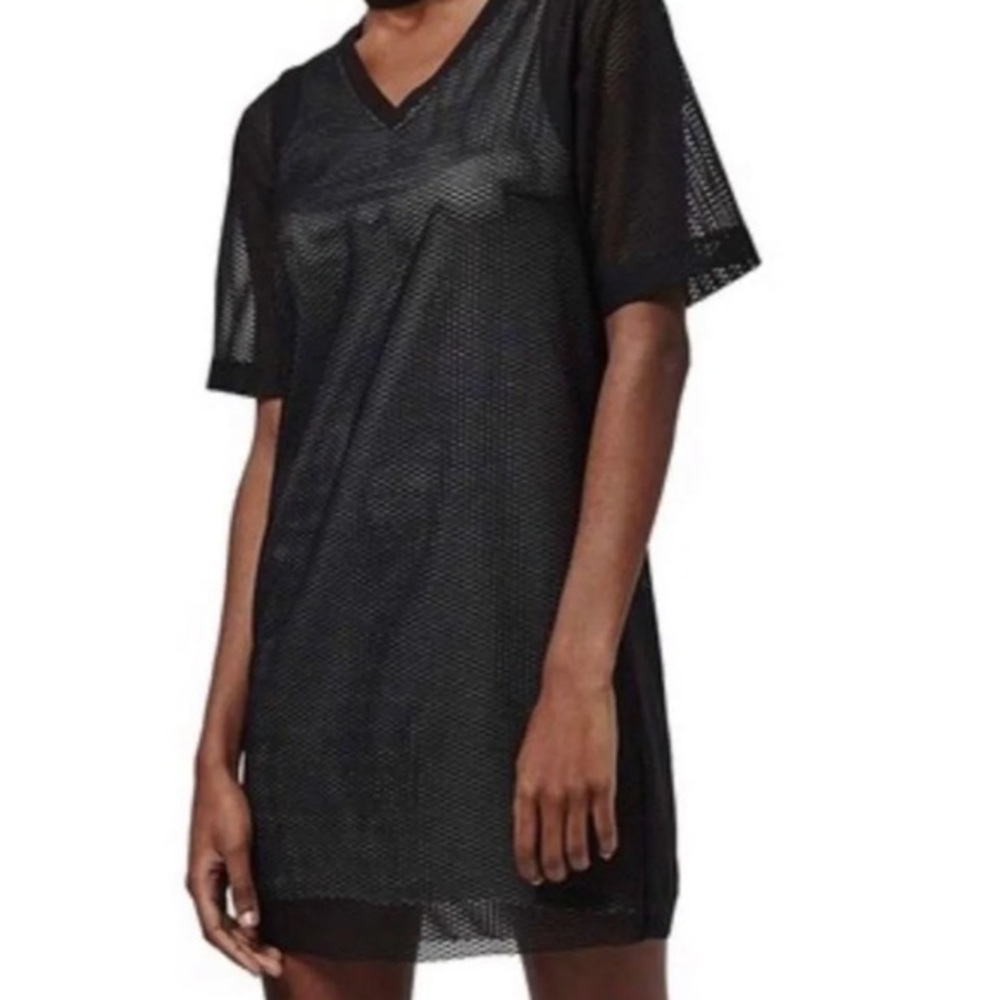 TOPSHOP Black Net Mesh V-Neck Mini Dress Size 2